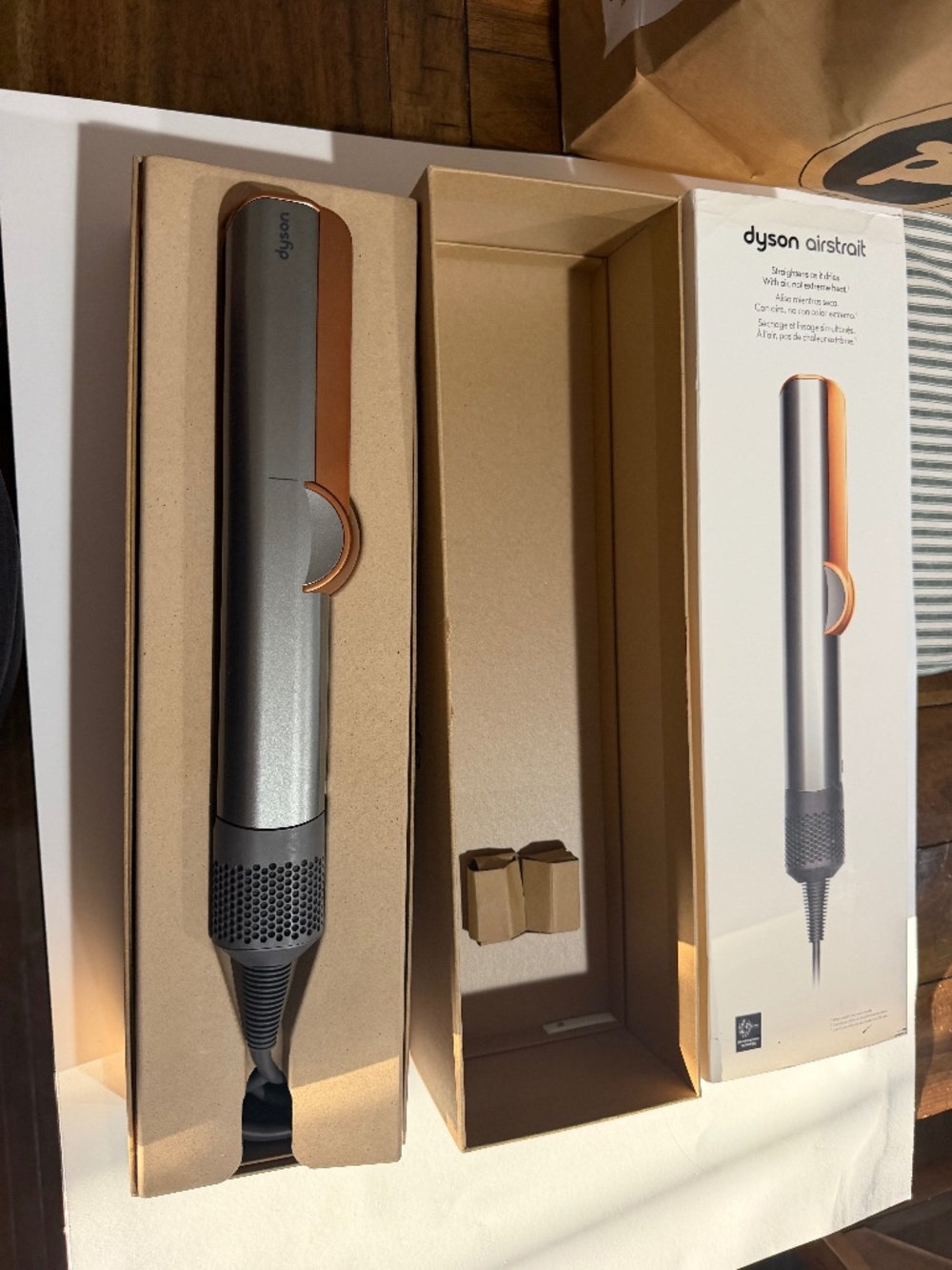 Dyson Airstrip Wet to Dry Hair Straightener Nickel/Copper with box.